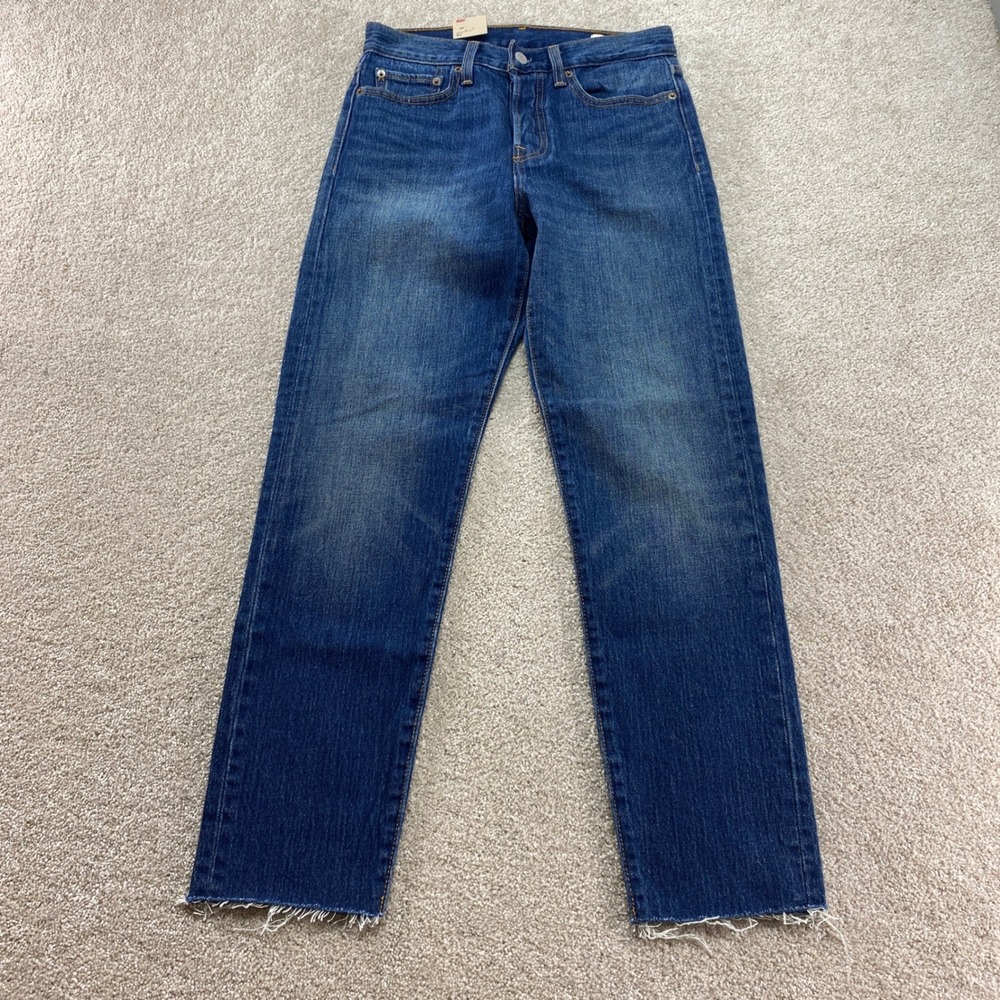 Levi's White Oak Cone Denim Jeans Womens 27 Blue‎ Wedgie Icon Fit Raw Hem NWT